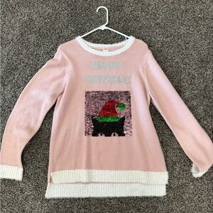 Pink Christmas Sequin Sweater - Women's Holiday Knit